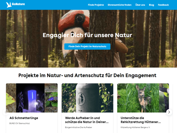 Startseite der Plattform GoNature.de