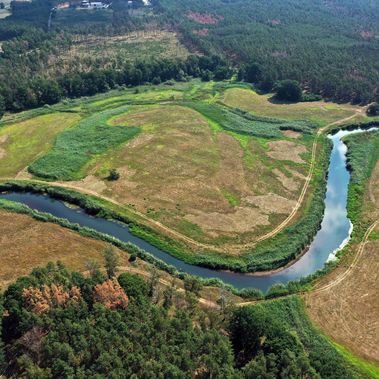 Vogelperspektive auf einen Fluss